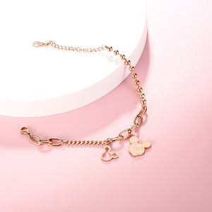 2020鼠年本命年生肖鼠玫瑰金手链女士韩版手绳小老鼠手链地摊饰品