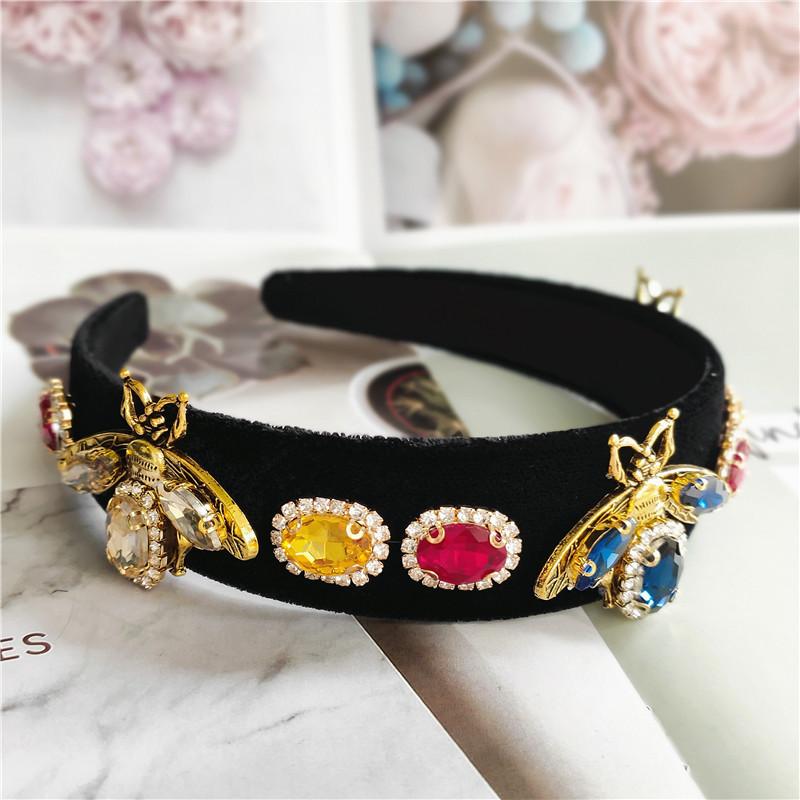 206122w Koreanisches Haarschmuck Stirnband Weibliche Koreanische Retro Temperament Breite Seite Diamant Stirnband Haarkarte Stirnband display picture 1