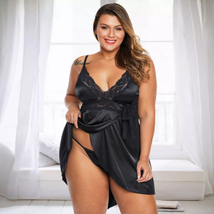 plus size women s pajamas with strappy lace suspender nightdress nihaostyles wholesale clothing NSMDS78125