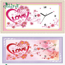 青飞精准满满的爱十字绣结婚喜庆浪漫爱情挂钟表爱心love有钻石画