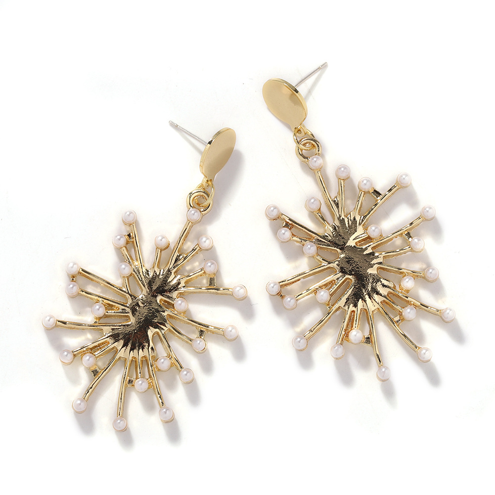 Japan Und Südkorea Übertriebene Kreative Metallische Perlen Ohrringe Frauen Grenz Überschreiten Der Heißer Verkauf Neue Trend Ige Mode Temperament Unregelmäßige Ohrringe display picture 2
