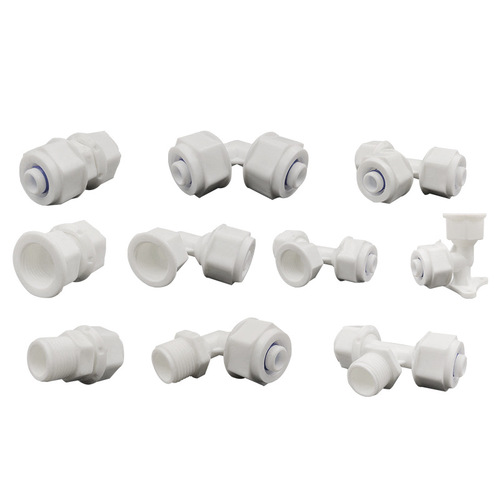 pom4 points aluminum plastic pipe plastic joint 16 size flow nylon pipe fittings inner and outer wire tee elbow direct ball valve