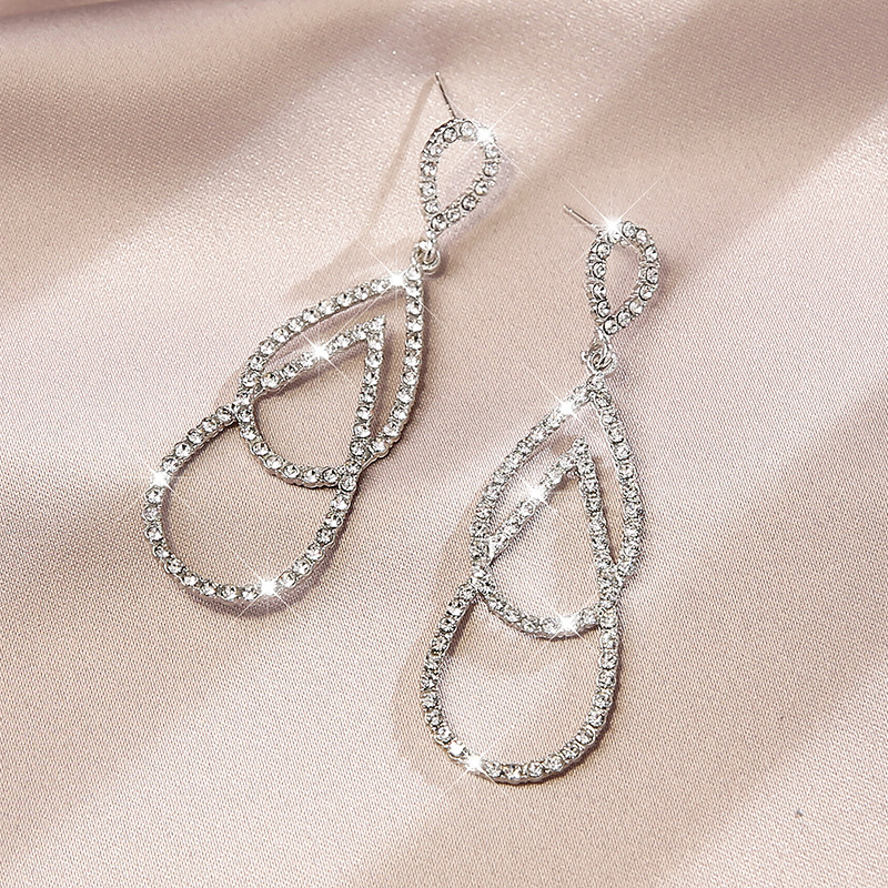 Fashion Water Droplets Alloy Inlay Artificial Diamond Women's Drop Earrings 1 Pair display picture 3