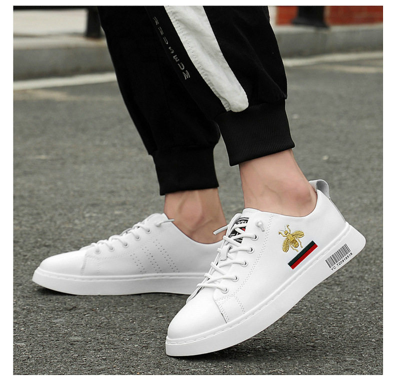 Giày sneaker nam da bò cổ thấp đế bệt, giày thể thao thoáng khí tăng chiều cao — S920 màu trắng, S920 đen chi tiết 21