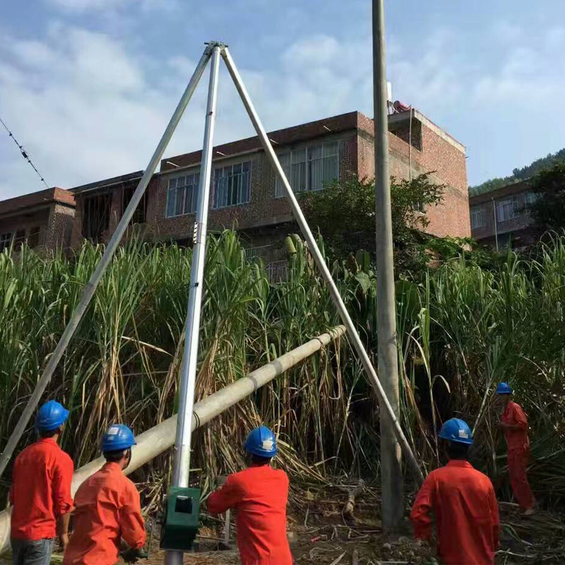 12米铝合金立杆机手摇铝合金三角拔杆15米三脚架立杆机通利达厂家