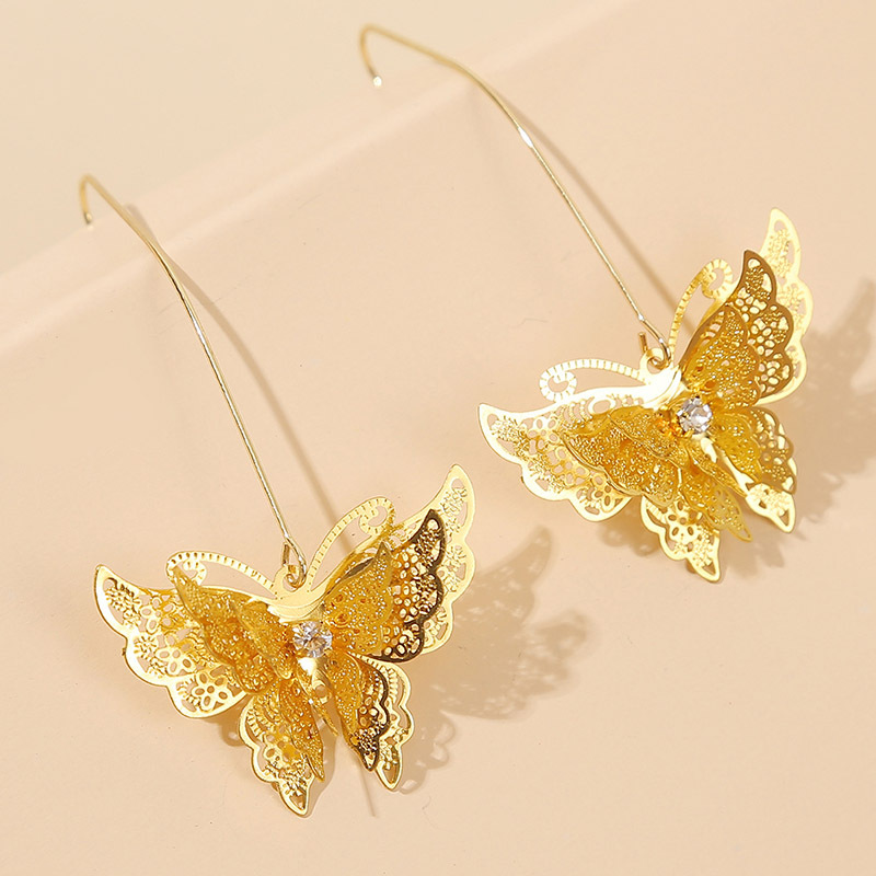 Korean Three-dimensional Multilayer Butterfly Earrings Personality Trend Insect Earrings Jewelry Wholesale Nihaojewelry display picture 4