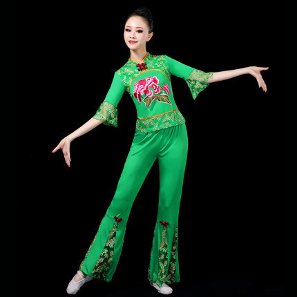 Square dance clothing new suit women's ethnic style milk silk middle-aged and elderly yangko costume performance costume summer