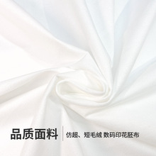 厂家直销短白色毛绒仿超绒热转印数码印花胚布面料印花四季抱枕布
