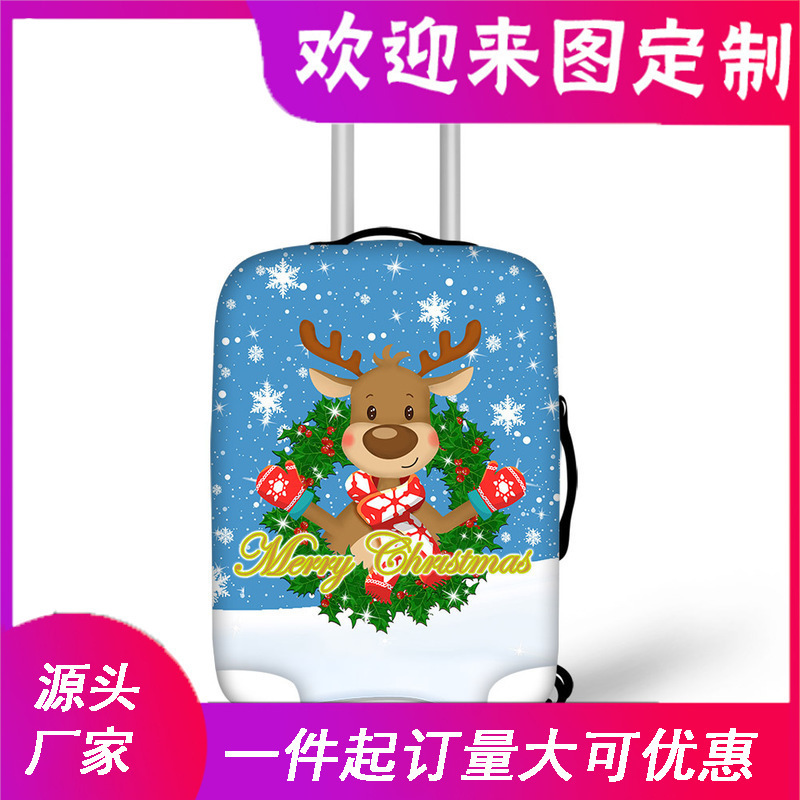 New 2020 Christmas Luggage Case High Elastic Reindeer Horse Thickened Leather Case Snowman Dust Protective Case