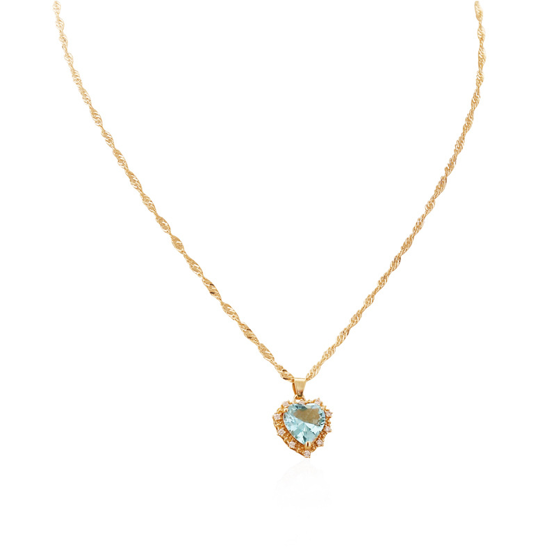 Full Diamond Zircon Heart Necklace display picture 1