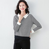 Fashion Polo neck contrast thousand bird check sweater