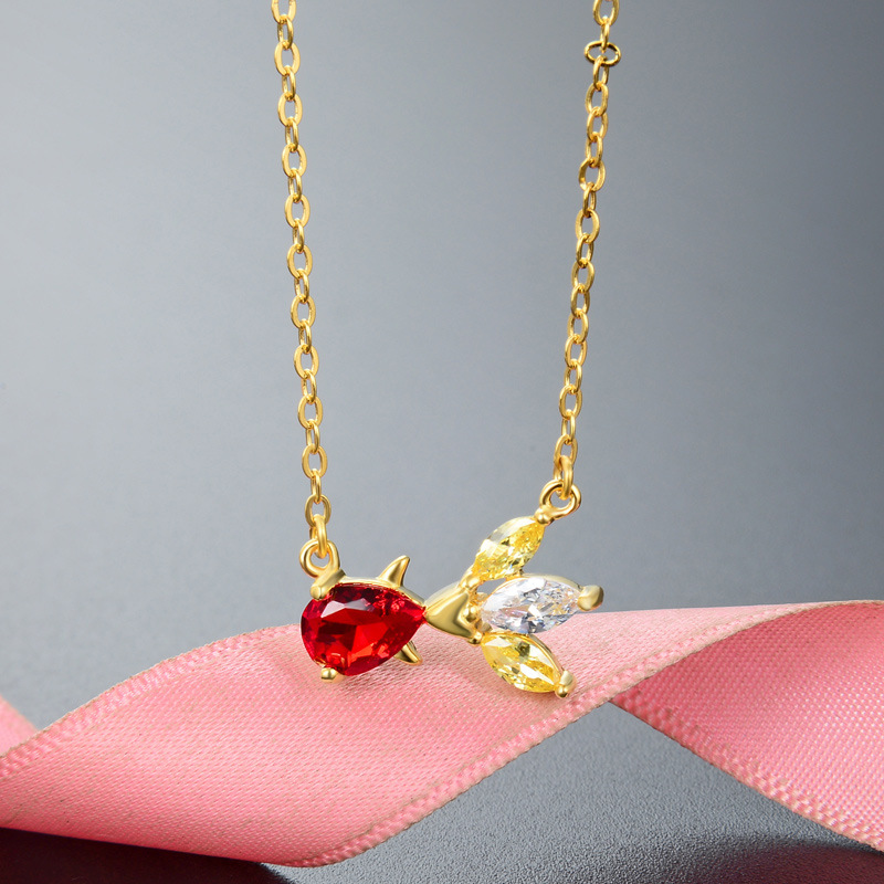 Cristal sintético chapado en oro s925 plata collar fuente fábrica al por mayor dulce fresco Mori mujeres collar