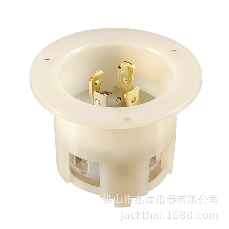 NEMA L14-20P 法兰插头 嵌入式发电机暗装插头 圆形边暗装插 医疗