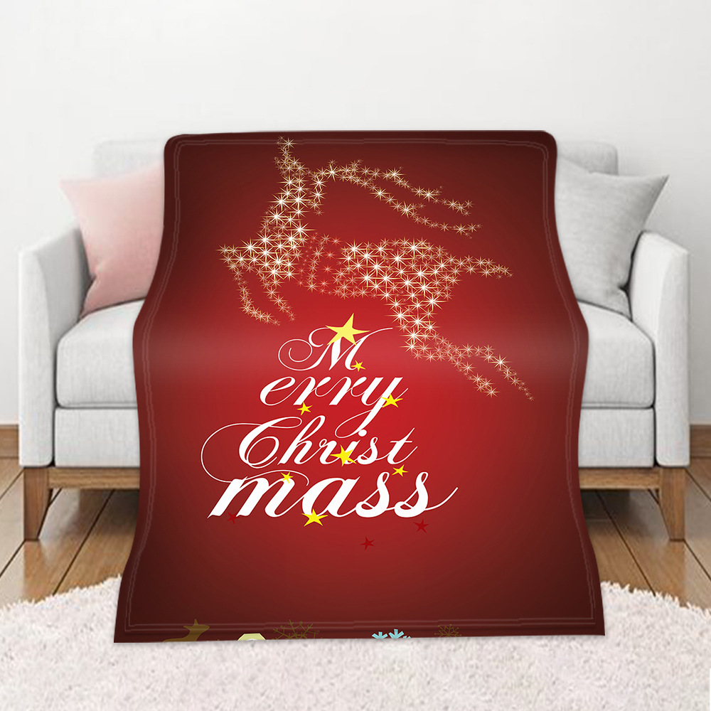 DIY定制毛毯圣诞秋冬保暖沙发盖毯 高清印花双面法兰绒空调毯