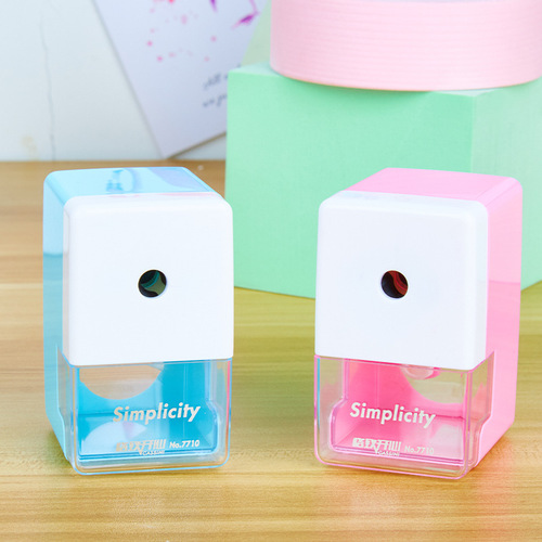 7710 alloy steel core pencil sharpener cartoon hand-operated pencil sharpener automatic pen-feeding pen-turning knife drainage pencil sharpener