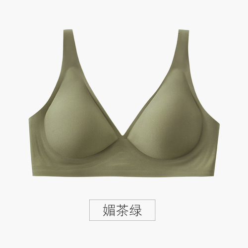 Women's no-wire seamless underwear, breast-retracting, anti-sagging, adjustable, comfortable sports latex bra