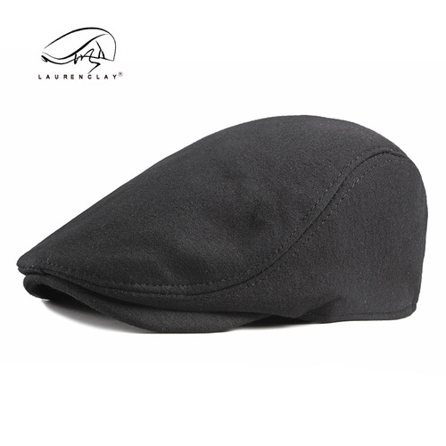 Men's Beret Simple Plain Duckbill Cap Solid Color Knitted Hat Spring and Autumn Season Korean Style Forward Hat Women's British Retro