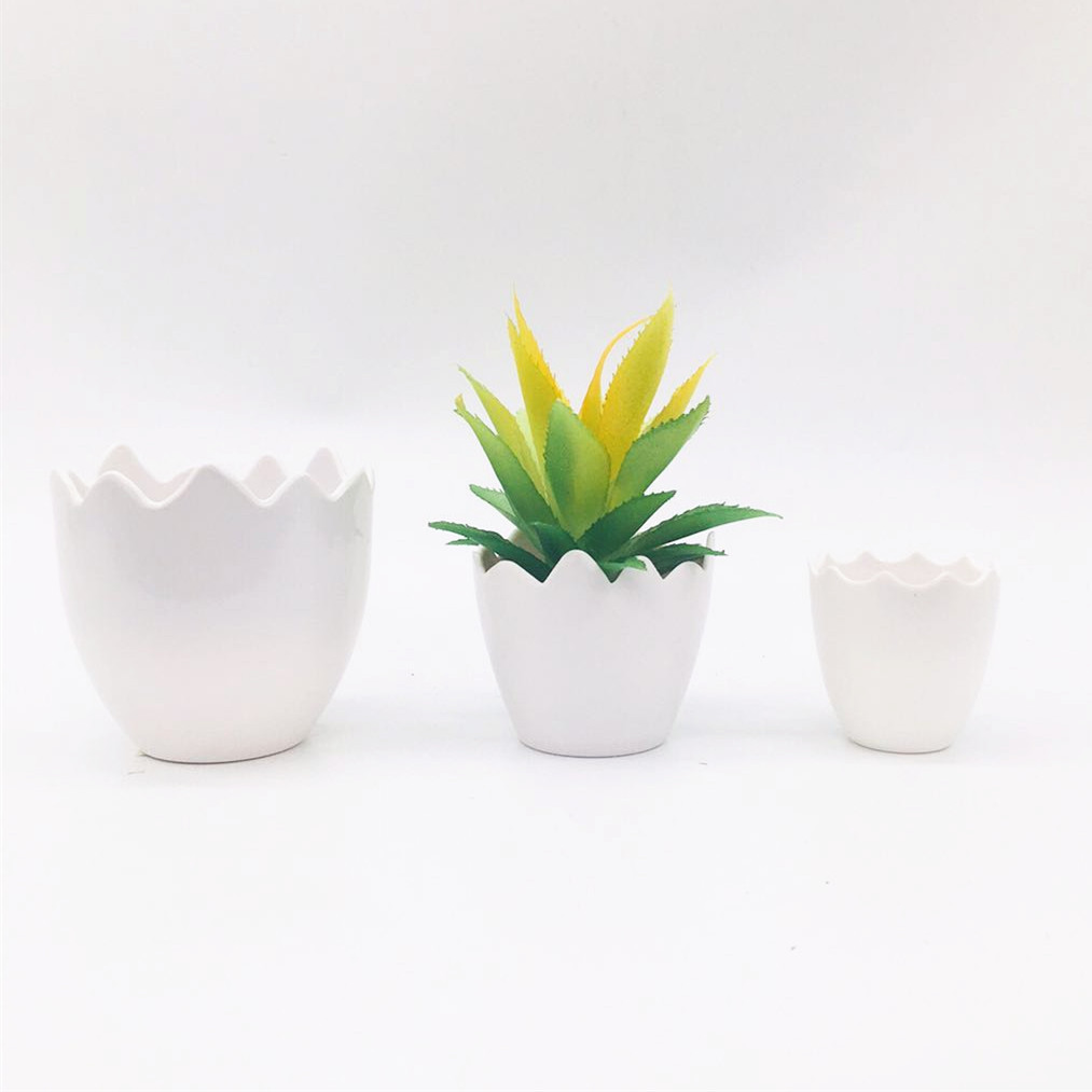 Factory wholesale mini eggshell succulents, simulated succulent plants, eggshell melamine flowerpots, imitation porcelain plastic flowerpots detail image 3