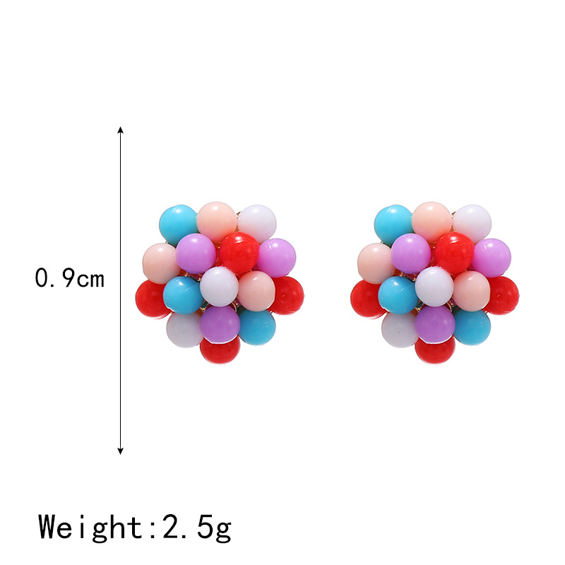 Korean Simple Color Colorful Ball Ball Geometric Earrings Nihaojewelry Wholesale display picture 4