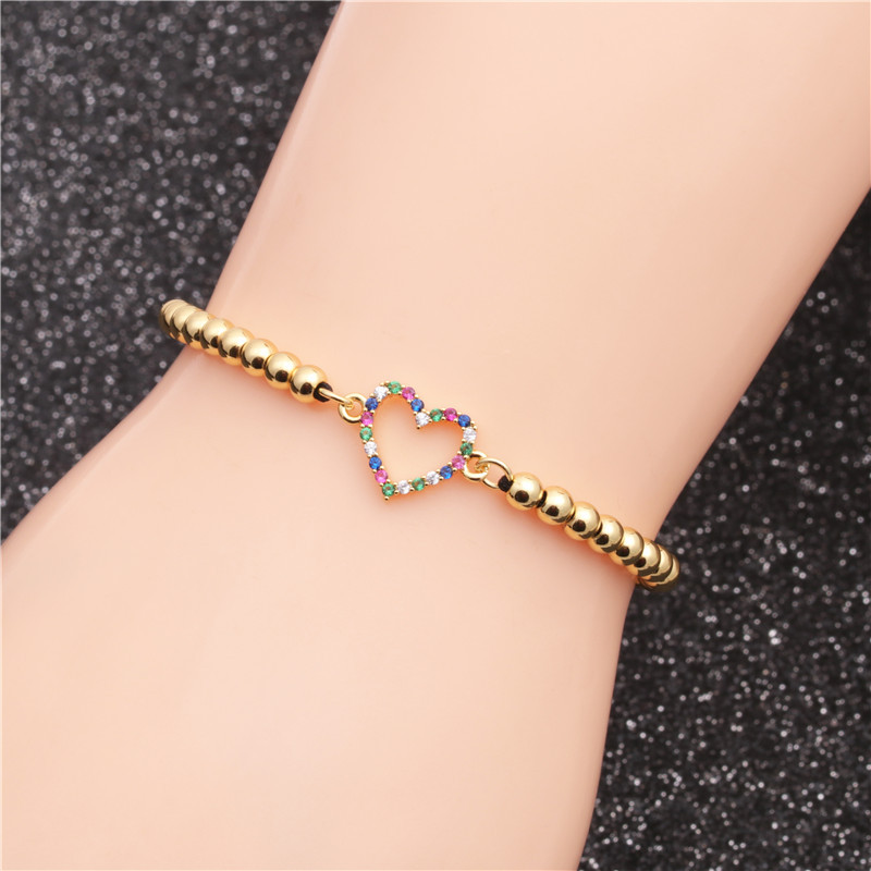 copper micro-inlaid color zircon love bracelet