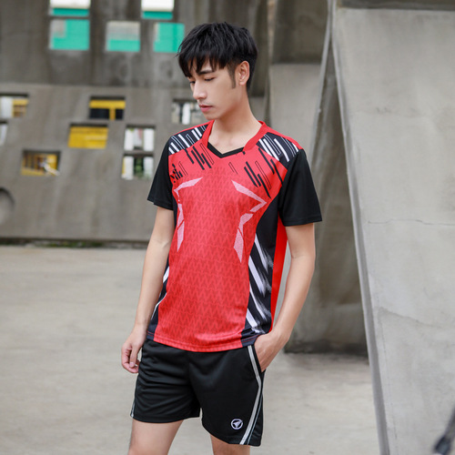 New Badminton Set for Men and Women, Ping Pong Set, Tennis Sportswear Top, Summer Short Sleeve Competition Wear with Printing