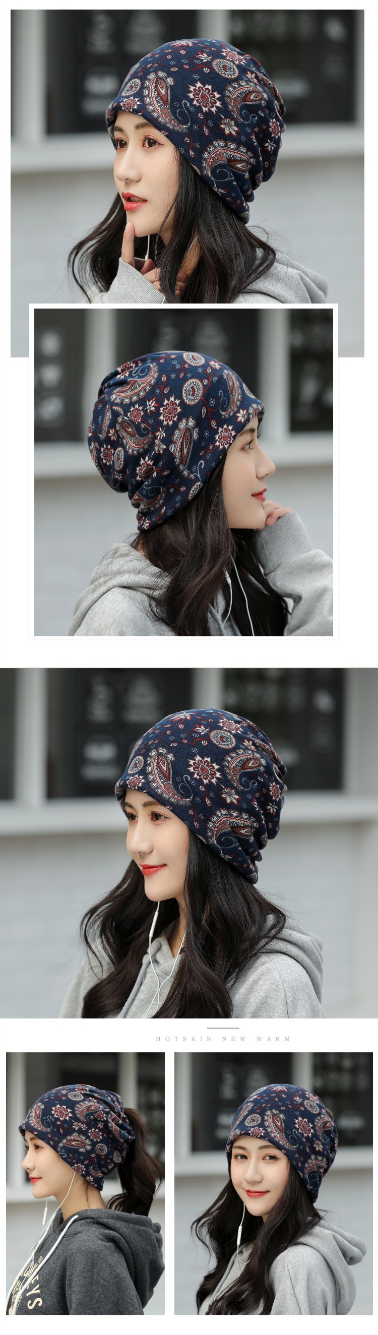 Frau Koreanische Art Blume Crimpen Beanie-mütze display picture 4