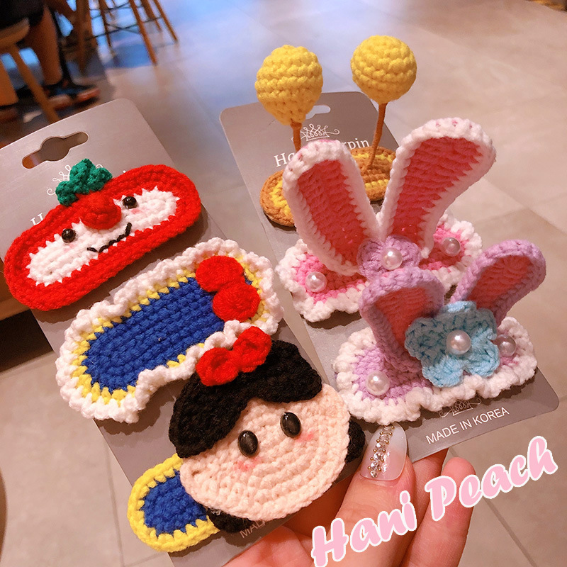 8131韩版彩色针织可爱甜美蝴蝶结网红美少女发夹刘海夹头饰发饰|ms