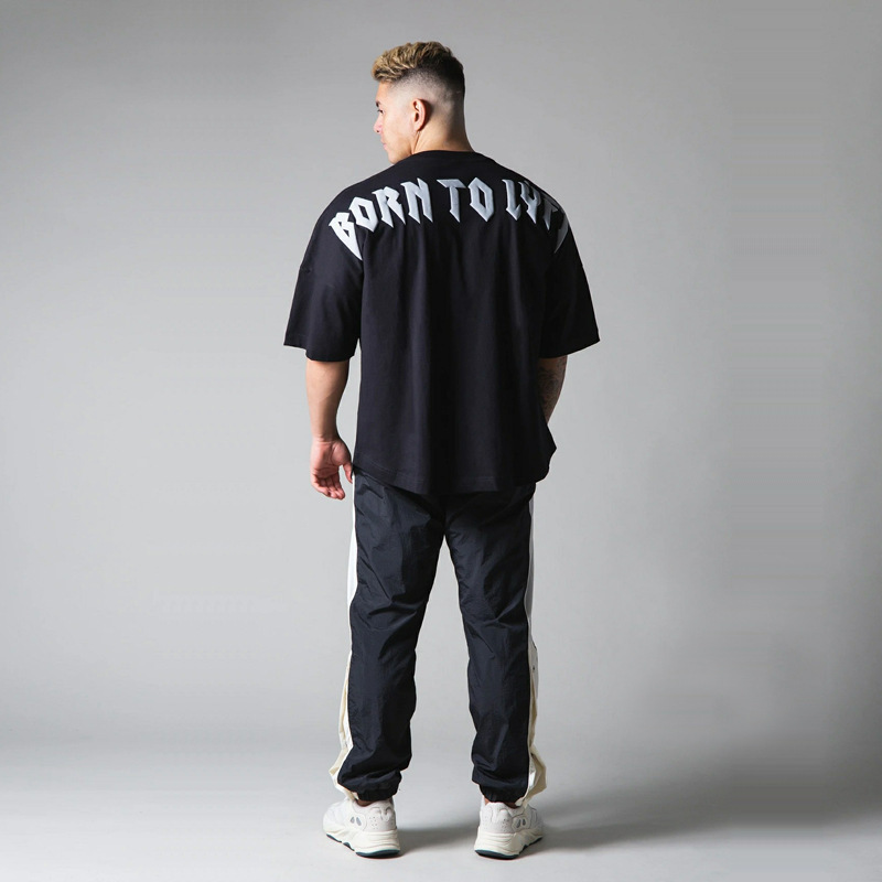 LFYT Muscle Family Summer and Autumn Sports T-shirt Men's Fitness Loose Top Stretch Basketball Korean Large Size Short Sleeve Men