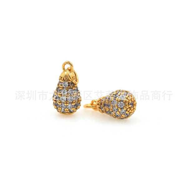 Copper pendant with zircon drop-shaped