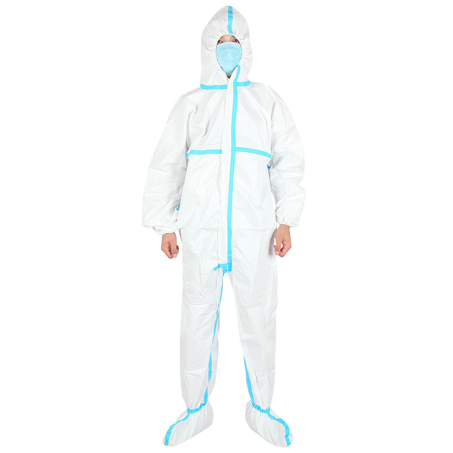 厂家直销无纺布防护服防尘净化连体服防护衣无尘服胶条款隔离衣|ms