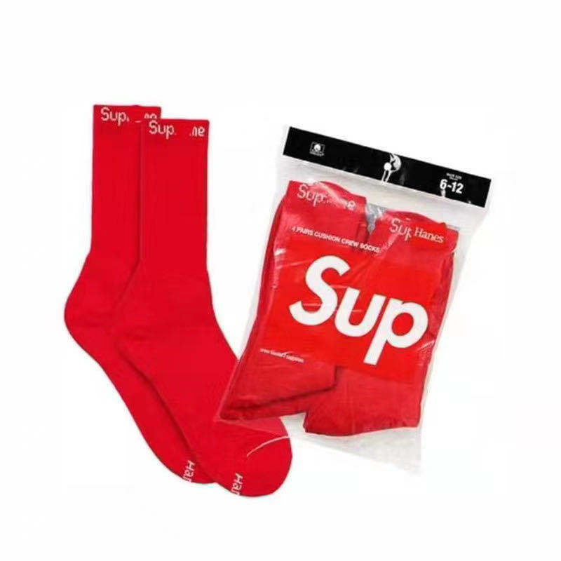 2 pairs of Sup socks Hanes Crew Socks re...