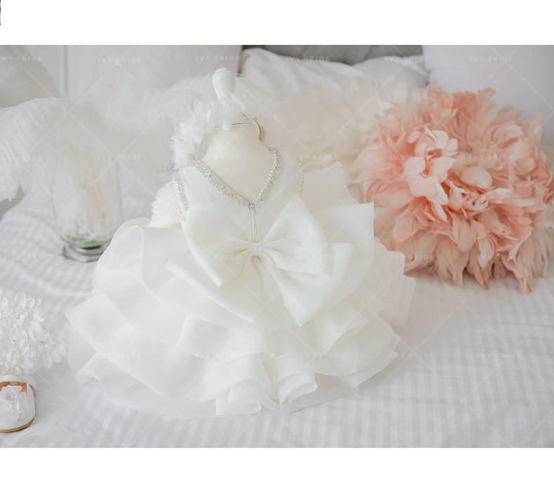 106059819@qq.com Baby's First Dress Princess Gown 2026 New Style For Girls, Birthday Dress, White Stylish Fluffy Tulle_voghion.com