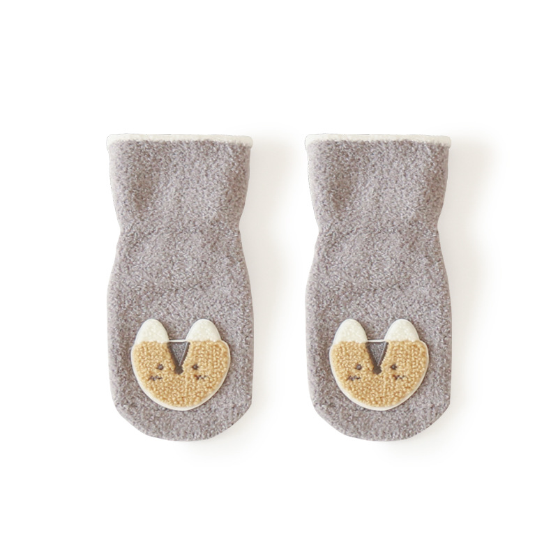 20 invierno Nuevos calcetines de bebé de dibujos animados de Corea caliente toalla forrada de lana calcetines de bebé recién nacido antideslizante calcetines de piso