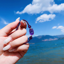 巴西紫水晶手鏈 手工編織手鏈女貔貅珠串2月生辰石手鏈生日禮物