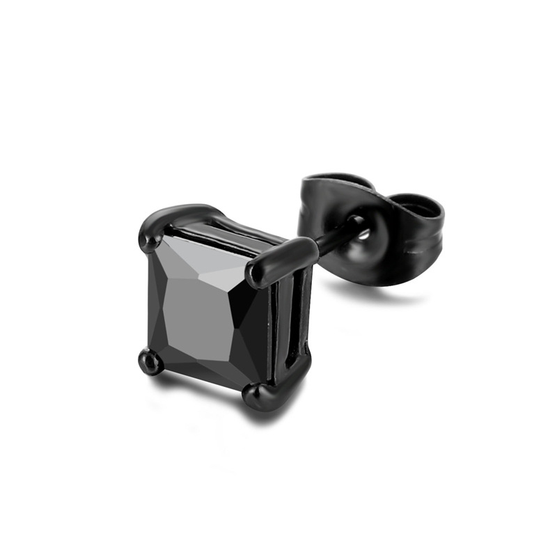 10g Weight Simple Style Geometric Stainless Steel Ear Studs Metal Zircon Stainless Steel Earrings