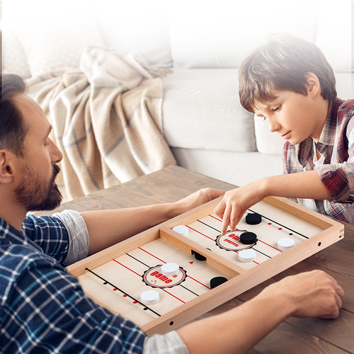 Bounce Bounce Parent-Child Interactive Children's Game Spring Shooting Ice Hockey Desk Game Two-in-One Five-in-a-Row Board Game Toy
