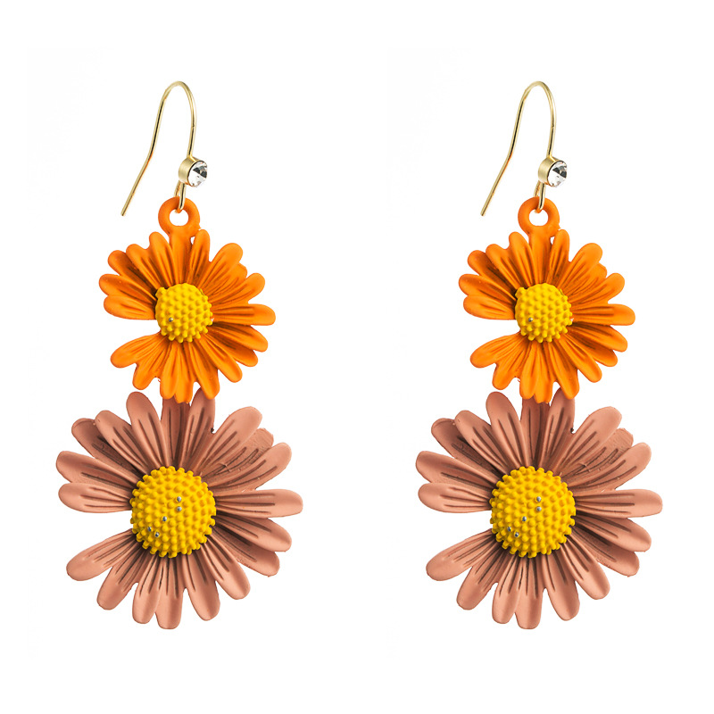 Korean New Fashion Simple Small Daisy Earrings Contrast Color Alloy Flower Earrings display picture 10