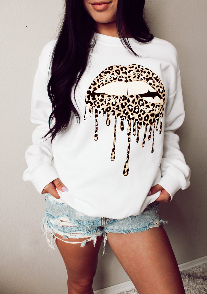 Daily Occasion Round Neck Neckline Comfort Function Women's Hoodie Long Sleeve Hoodies & Sweatshirts Printing Casual Mouth Leopard