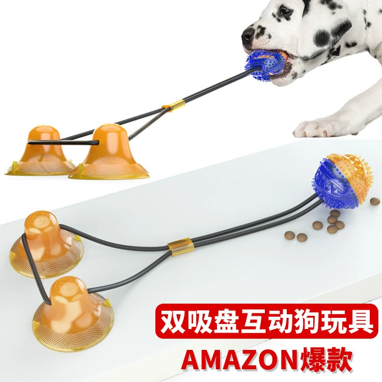 Товары для домашних животных Amazon Горячая распродажа присоска игрушка для собак молярная утечка устройство для еды устойчивый к укусам мяч для домашних животных моляр