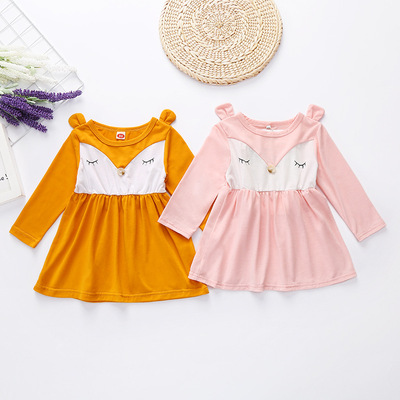 Spring and autumn hot girl baby pink jujube red dress