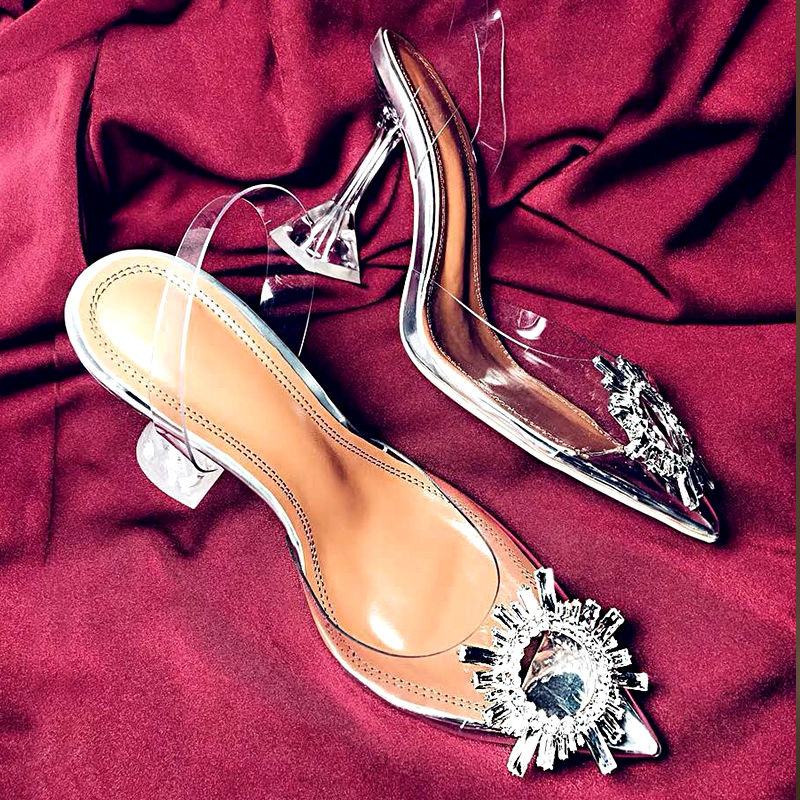 4142 Large Size Sandals for Women, Fairy Style Summer Stiletto Heels, Sexy Ladies' Flats with Crystal High Heels for Women