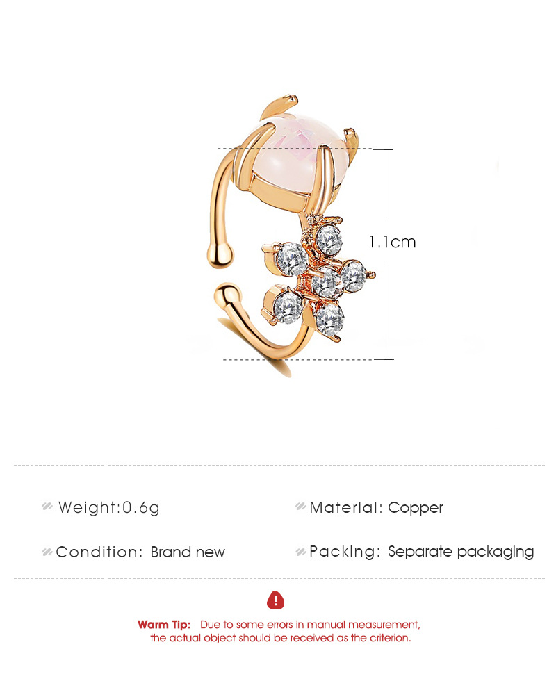 Koreanische Version Der Neuen Blinkenden Diamant Blumen Ohrringe, Süße Und Vielseitige Rosa Glasperlen Ohrclip, Personal Isierte Damen Ohrbein Clip display picture 1