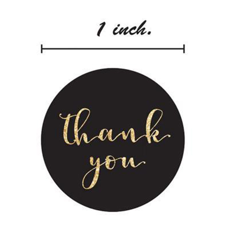 Letter Pattern Copperplate Sticker Pack Black Foil Stamping Thank You Baking Sticker