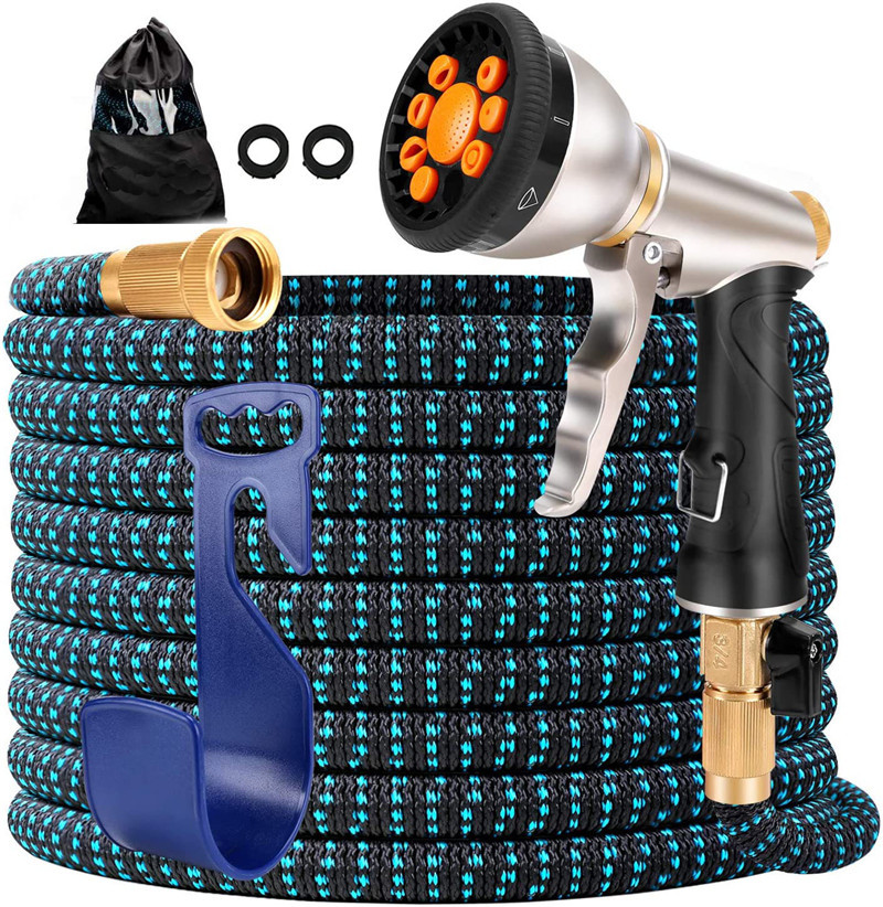 厂家批发亚马逊伸缩水管八功能水枪 花园浇花水枪 高压洗车水枪