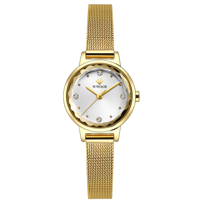 Wwoor Holding amor nuevo reloj de cuarzo moda las mujeres impermeable calendario rhinestone moda estudiante Bowl reloj 8871