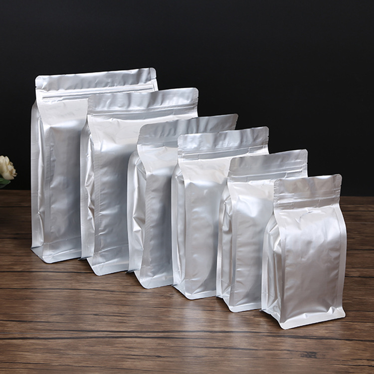 现货食品调味包装袋茶叶铝箔拉链袋八边封自立自封铝膜袋生产厂家|ru