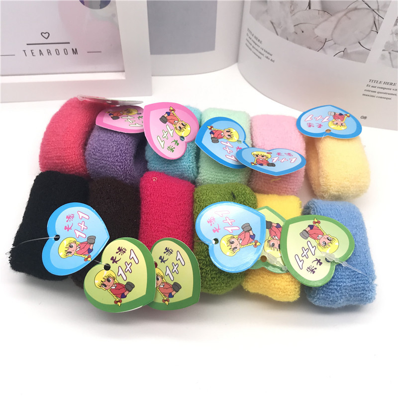 12 colores uno más uno anillo de toalla de punto Tamaño pequeño banda de pelo cuerda de pelo banda de goma 1 yuanes 2 yuanes tienda de accesorios para el cabello accesorios para la cabeza de suministro