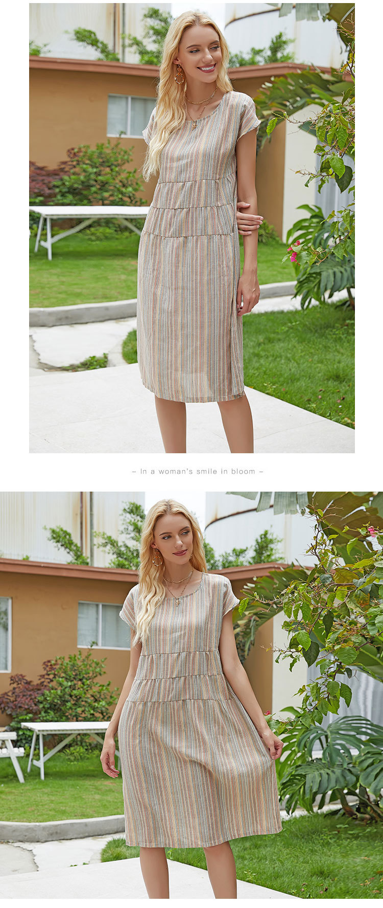 fashion temperament stripe stitching loose dresses  NSJR40711