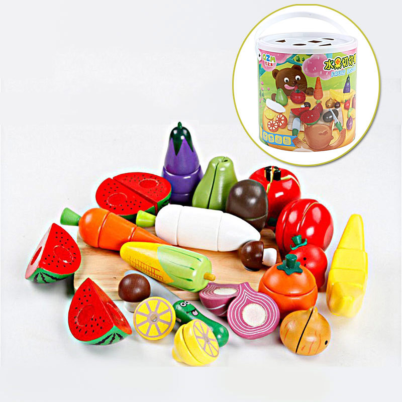 Chiao wood magnetic Puzzle Vegetables fruit Honestly look woodiness Be absolutely sure to children simulation Play house Kitchen Toys