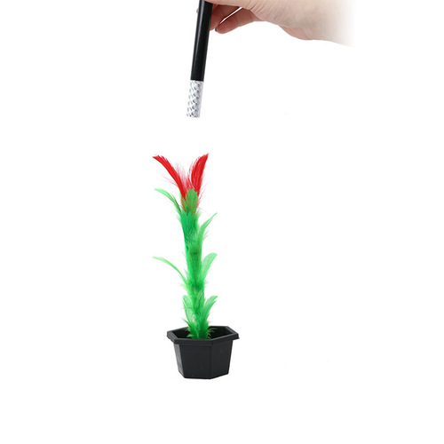 Magic wand turns into flowers, magic props, stick turns into flowers, large potted flower, chicken feather flower, factory direct sales magic